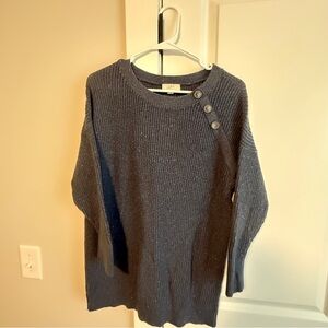 LOFT Navy Button-Accent Sweater